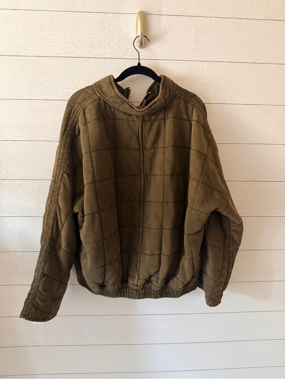 Free People Dolman Quilted Knit Jacket Medium Army Green - Picture 6 of 9